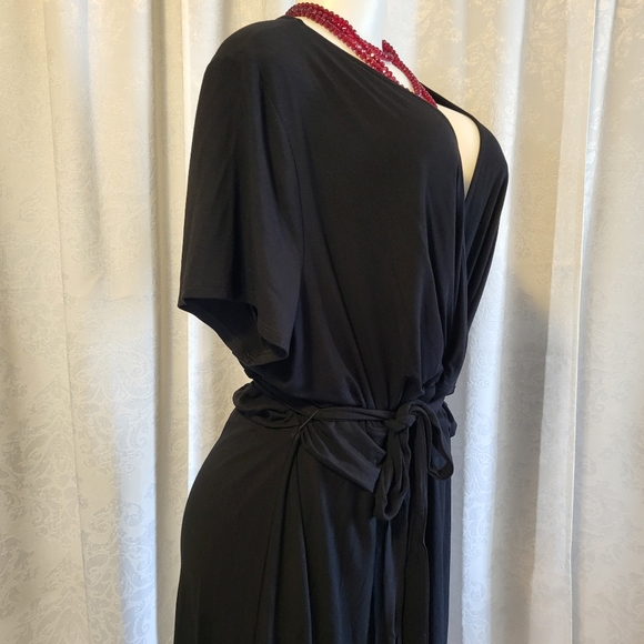 TALBOTS Womens Wrap Front Jersey Dress, Plus Size 3X, Black - Picture 3 of 14